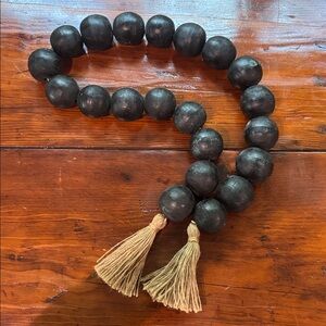 Black Wooden Bead Garland with Tassels